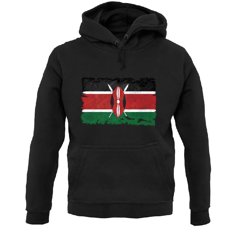 Kenya Grunge Style Flag Unisex Hoodie Hoodie with Bell Sleeves Flared Feminine