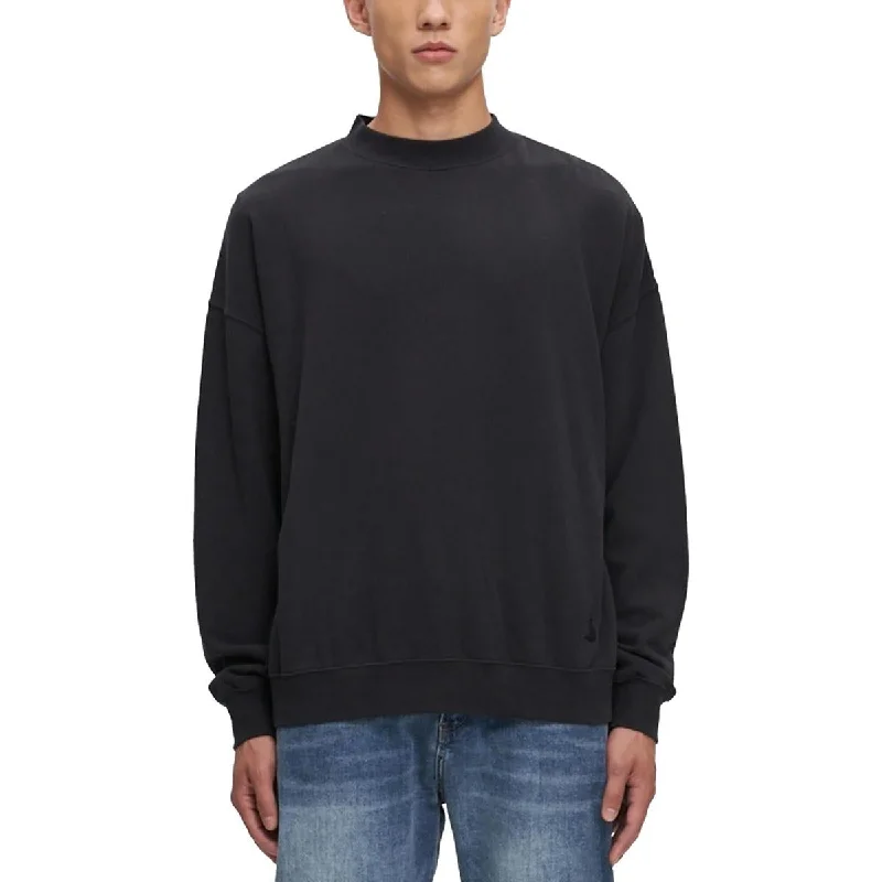 Kuwalla Mens Cotton Crew Neck Sweatshirt Hoodie with Button Placket Classic Preppy