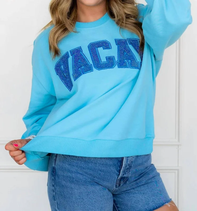 Vacay Sweatshirt In Aqua Hoodie with Belted Waist Structured Tailored
