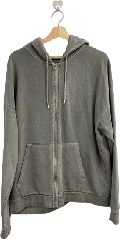 Wit and Wonder Grey Zip-Up Hoodie UK M Hoodie Dress Longline Feminine